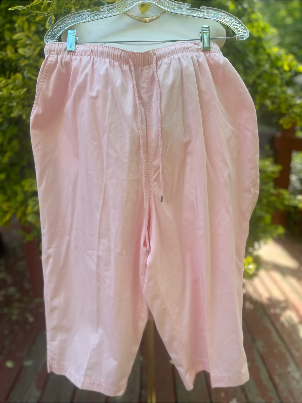 Paradise Bay Pink Drawstring Capri Pants 2x Plus Size Soft Girl Retro